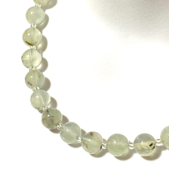 Natural Pale Green Prehnite Classic Beaded Necklace, Genuine Gemstone - Picture 4 of 13